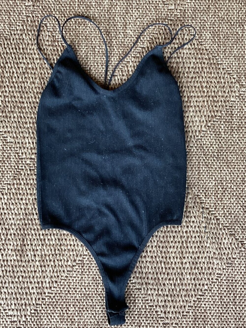 🖤 BDG Black Ribbed Thin Strap Thong Bodysuit – Size Medium